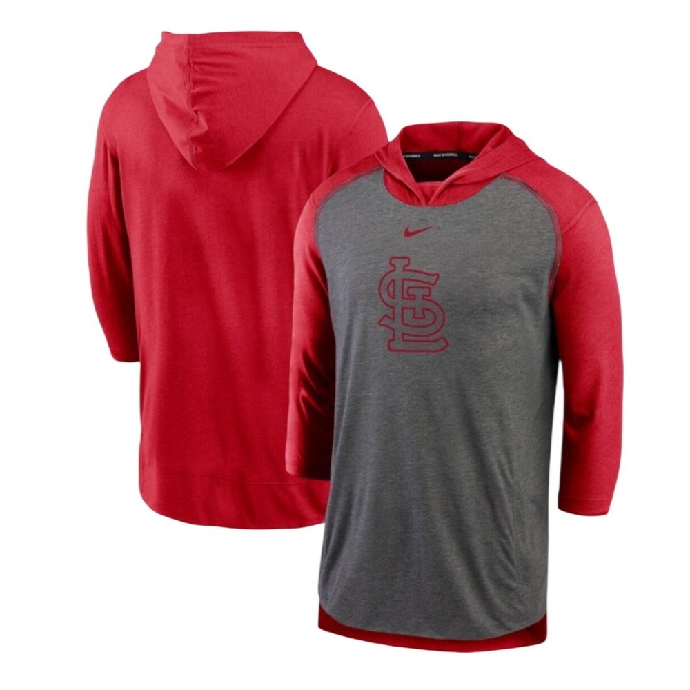 St Louis Cardinals Nike Dri Fit Red Gray Baseball Hoodie L mens authentic